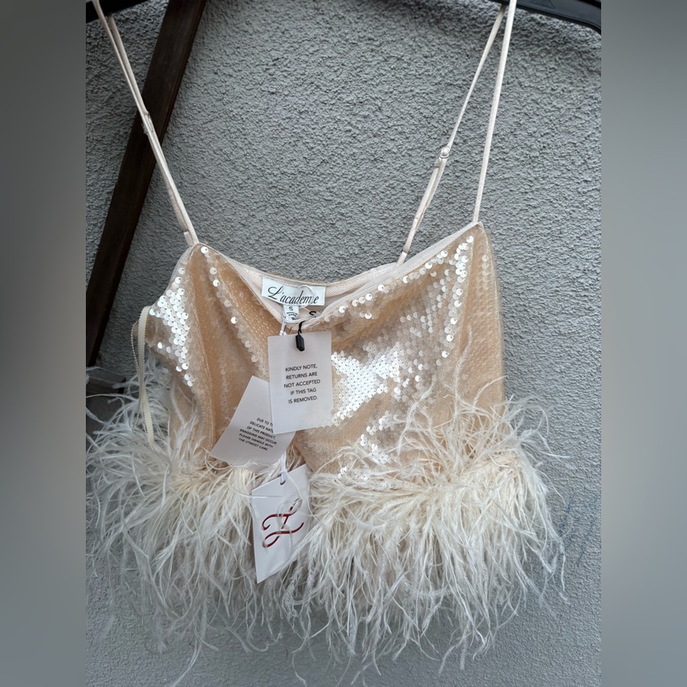 L’ Academie by Marianna Ceci Sequin Cami in Blush Nude New With Tags! - Picture 8 of 9